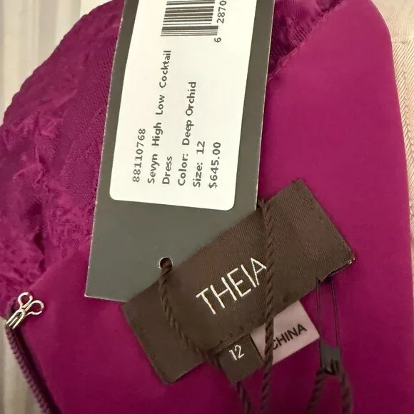 Theia Sevyn NWT High Low Cocktail Dress-Deep Orchid-Size 12 - Picture 7 of 7